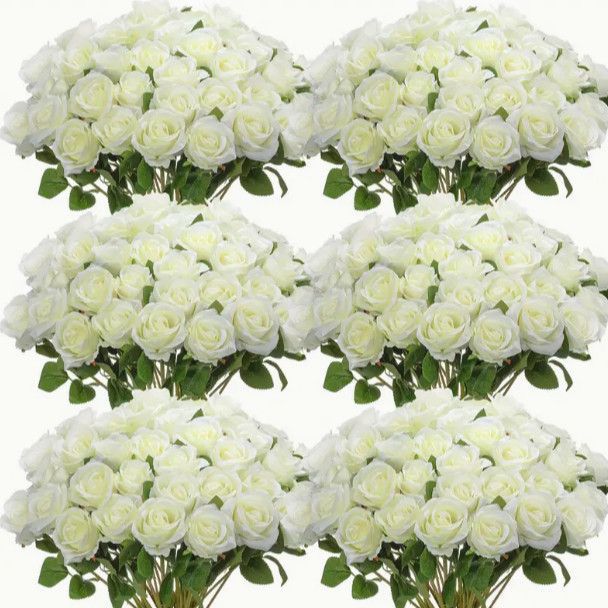 仿真白色绢布玫瑰花人造假花七夕情人节婚礼装饰花玫瑰花墙批发