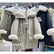 2025冬季军绿色羊羔毛棉衣女时尚韩版百搭冲锋衣外套羊羔绒棉服女