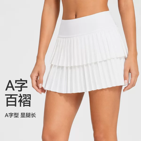 Fake two-piece half-skirt cake skirt for women, new high-waisted short skirt, slimming, retro, anti-exposure, suitable for running, yoga, and tennis
