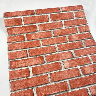 中式复古仿砖纹砖块墙纸3d立体餐厅理发服装店背景墙红砖壁纸简约