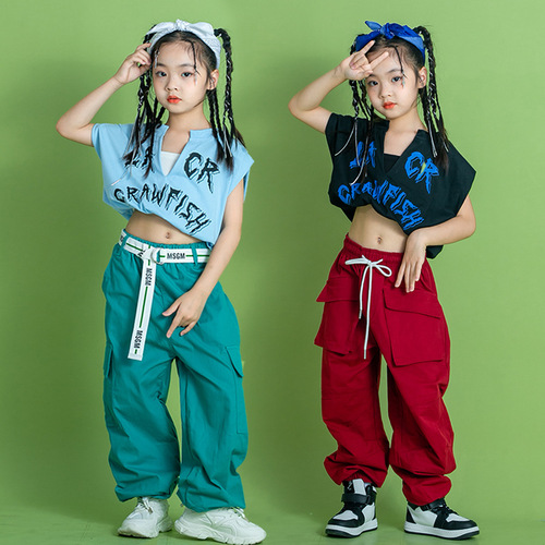 Children girls boys jazz dance costumes rapper gogo dancers street hip-hop  dance suit children's catwalk trendy clothes for baby