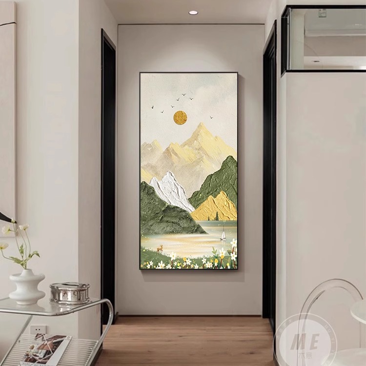 入门玄关挂画2025新款日照金山好寓意山水画轻奢高级感风景装饰画|undefined