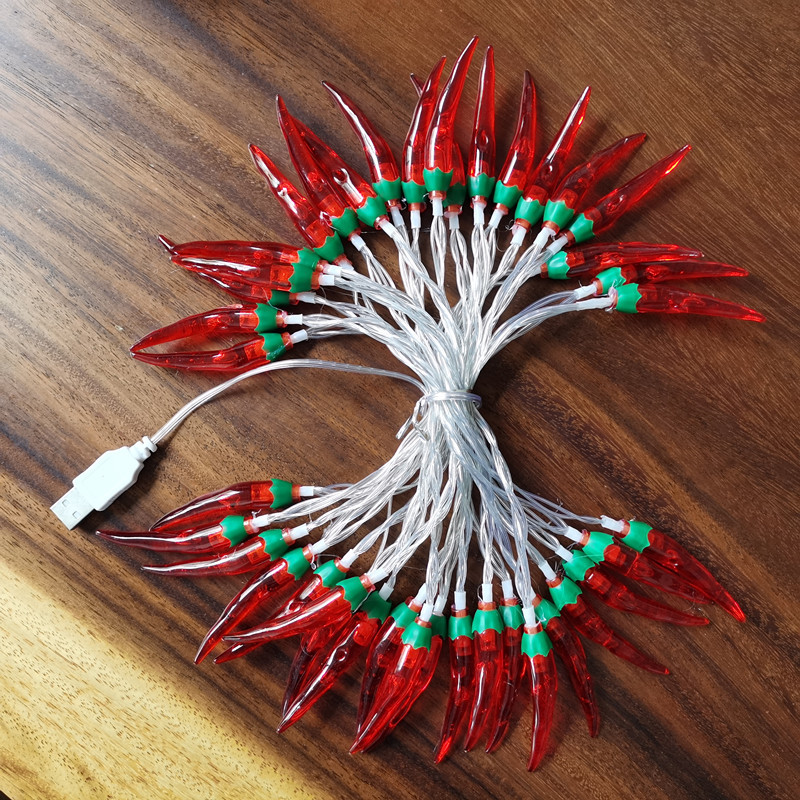 LED luces de colores de pimienta roja luces de cadena luces intermitentes Año Nuevo Navidad vacaciones decoración atmósfera luces Año Nuevo decoración del hogar iluminación