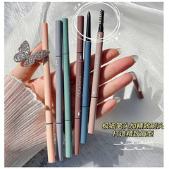 新款品牌莫蘭迪三角眉筆批發防水不暈染極細雙頭化妝師專用