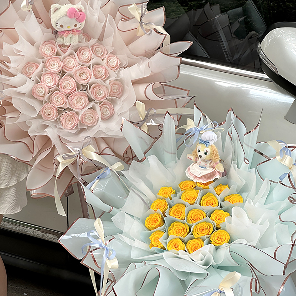 Li Zhi Ran era de oro papel de embalaje de flores película de gelía de oro papel de embalaje de buquete de flores