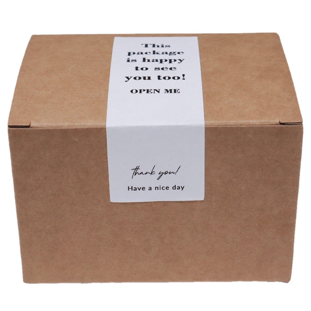 100 sheets/Roll White simple thank you sticker gift box sealing sticker packaging decoration sticker take-out Express