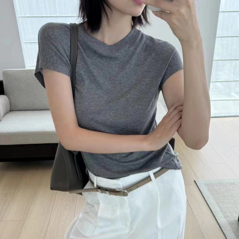 Row Style Tencel Wool Lightweight Sleeveless T-Shirt for Women, New Model 26, Skin-Friendly, Slimming, Solid Color, Thin Top