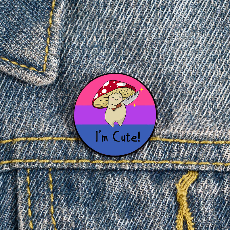 LGBT Pride Month Holiday Cartoon Style Pin Letter Mushroom Metal Printing Unisex Brooches