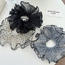 法式甜美大肠发圈女波点网纱高级感发绳扎马尾发饰百搭丸子头绳