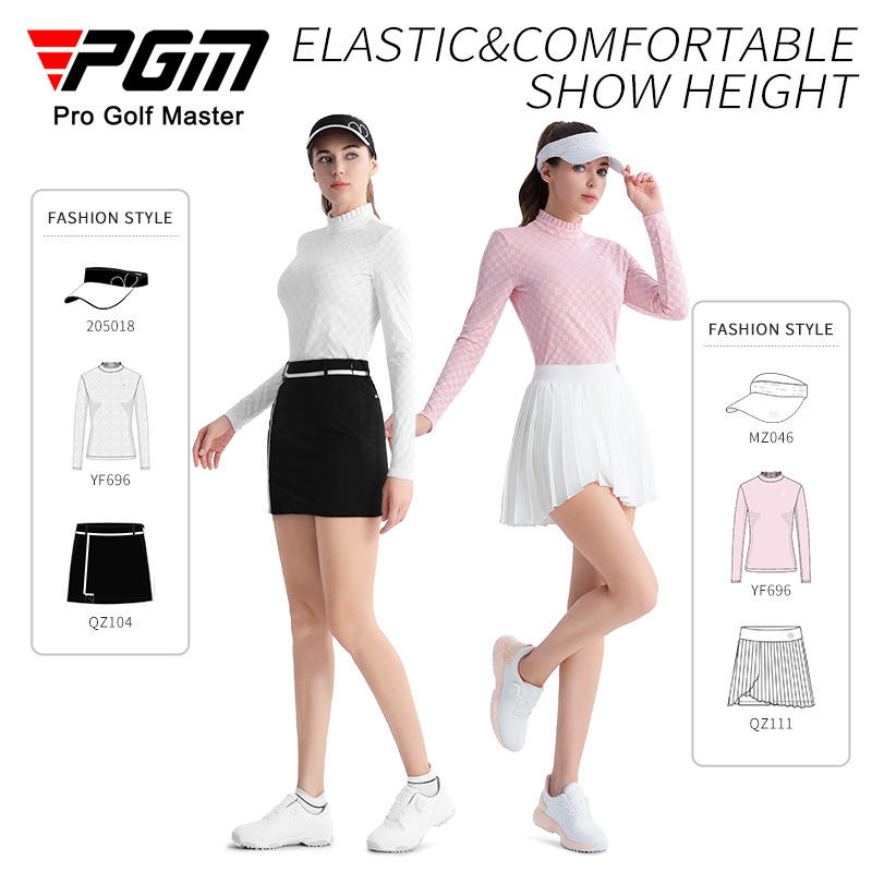 Áo thun dài tay golf nữ PGM lớp nền mùa hè — YF696-Áo dài tay màu trắng [loại có độ đàn hồi cao/mềm mại và thân thiện với làn da/mỏng], YF696-Áo dài tay màu đen [Loại mỏng/mềm mại/thân thiện với làn da], YF696-Áo dài tay màu hồng [loại có độ đàn hồi cao/mềm mại và thân thiện với làn da/mỏng]