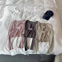 Lulu同項softribbed非対称斜襟リブtシャツ修身長袖底ヨガ上着女