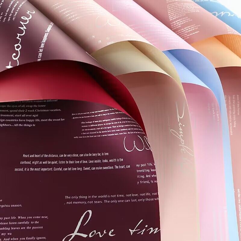 英文欧雅纸花束包装纸批发包花纸双面双色防水鲜花包装纸花店用品