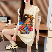 夏季坎肩纯棉卡通背心女爆款宽松显瘦遮肉慵懒风小众设计感连衣裙
