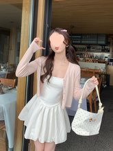 粉色小外搭罩衫开衫女配吊带2025新款夏日轻薄针织外套防晒短上衣