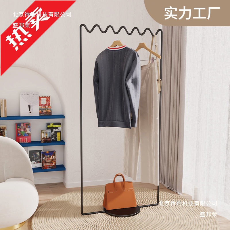 Simple Floor-Standing Clothes Rack for Bedroom, Light Luxury Coat Rack, Floor-Standing Metal Clothes Hanger Ins