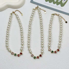 狗狗宠物项圈吊坠跨境比熊防勒颈圈甜美可爱公主七彩串珠项链猫猫