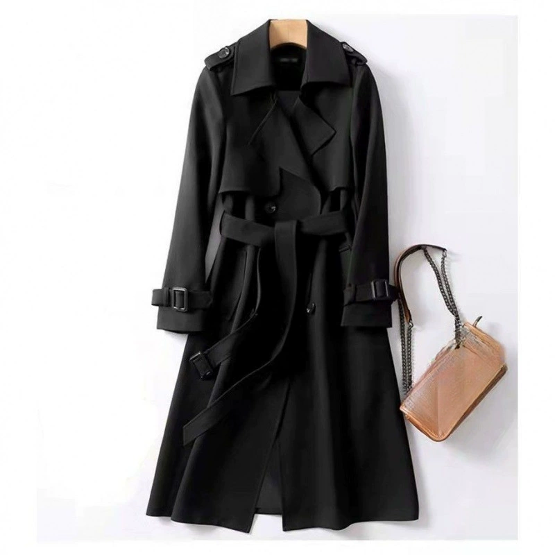 Длинное осеннее trench coat, середина длины, корейский стиль, плюс размер, для подростков, британский стиль, оптовая продажа