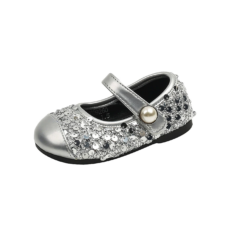 Demi-season nail sequins for princess, children's sports shoes for leather shoes, footwear, trend of season, new collection, soft sole