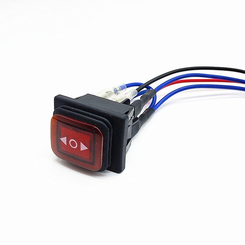 双复位带线连体防水船型开关KCD4 6脚三挡双箭头防尘防油电源开关