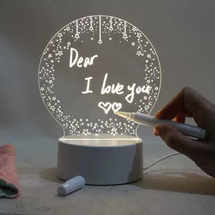 3D acrylic erasable night light, 4 W, USB, customizable acrylic panel and logo-capable base