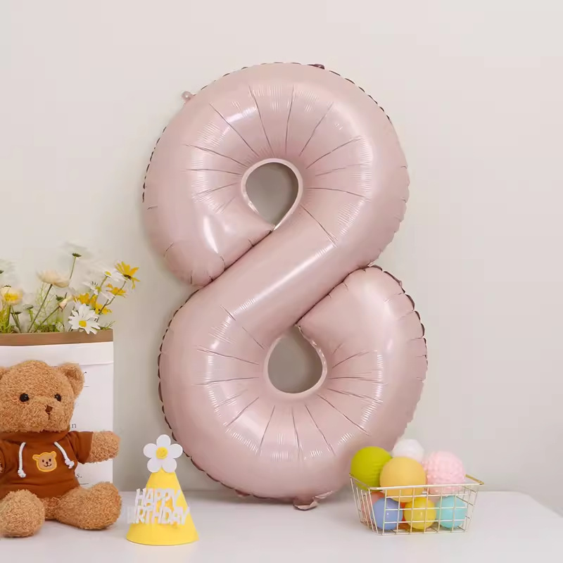 40inch アルミフィルムデジタルバルーン ベビーブルーピンク 女の子の誕生日シーンの装飾 ベビー123歳の誕生日の装飾|undefined