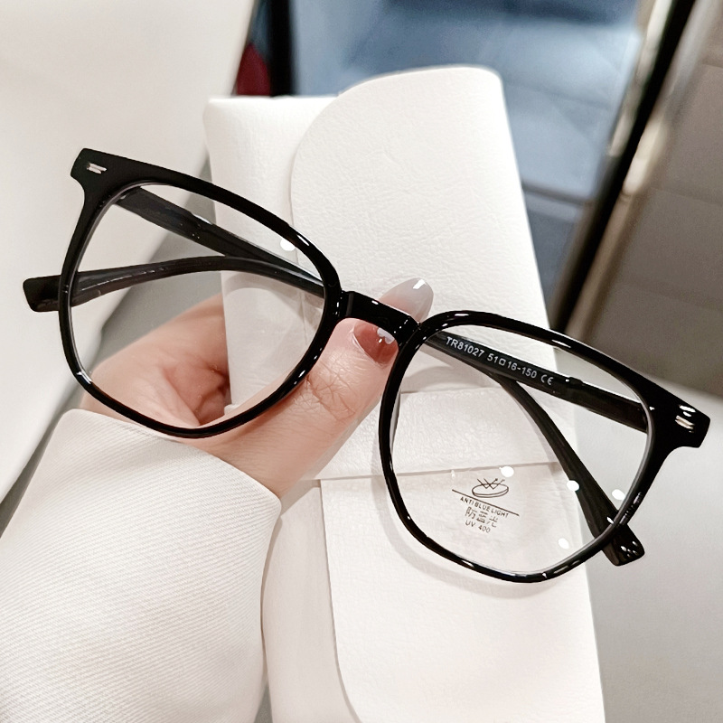 New retro black frame glasses frame plain cold brown plain glasses anti-blue light with myopia glasses frame female 81027