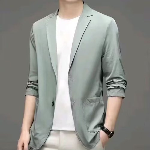 Summer Ice Silk Men's Ultra-Thin Leisure Sun Protective Blazer Lightweight Spring and Autumn Single Coat Top