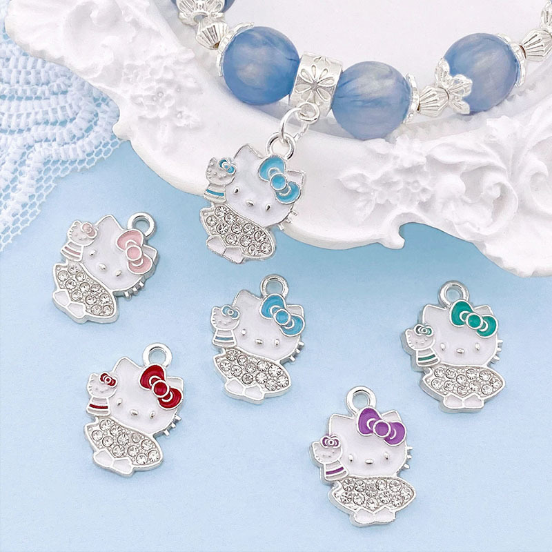 Alloy Cartoon Kt Cat Hello Kitty Decoration Pendant Enamel Pendant Bracelet Bead Pendant Handmade Accessories Alloy Cartoon Kt Cat Hello Kitty Decoration Pendant Enamel Pendant Bracelet Bead Pendant Handmade Accessories
