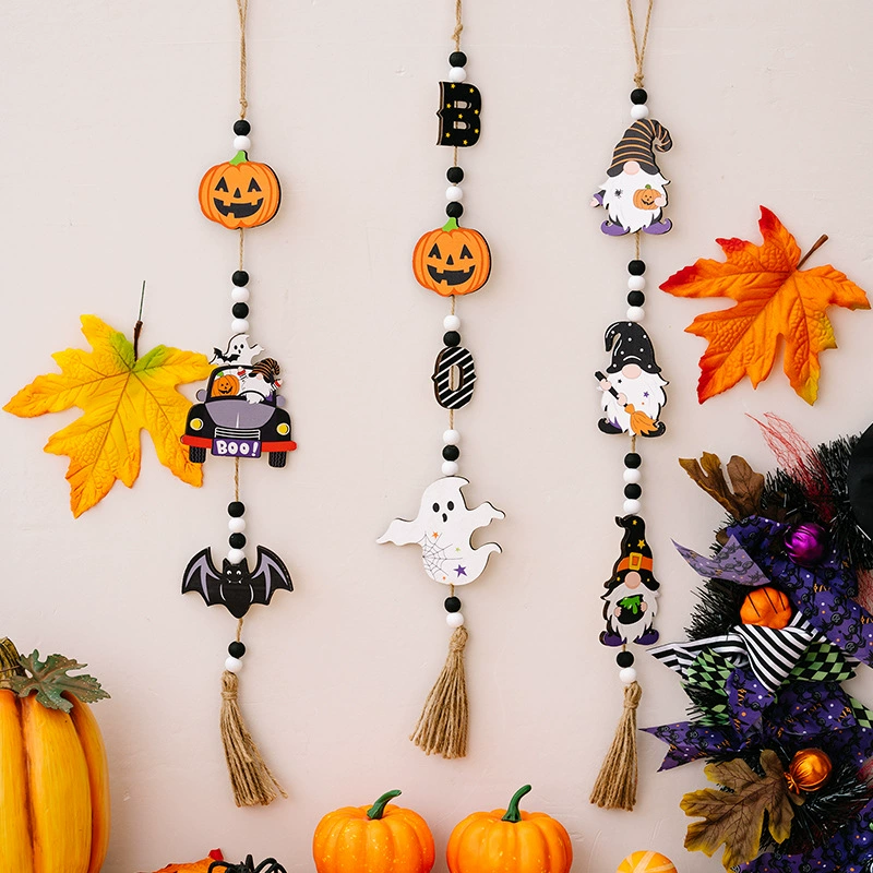 Halloween подвесная гирлянда с бусинами (Zicheng) — призрачные, тыква, летучая мышь с кисточкой, праздничное оформление дома