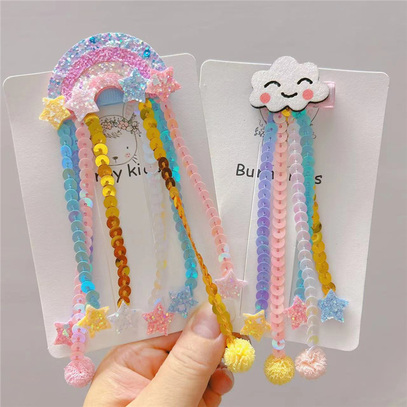 Cartoon Style Rainbow Star Glitter Tassel Hair Clip display picture 1