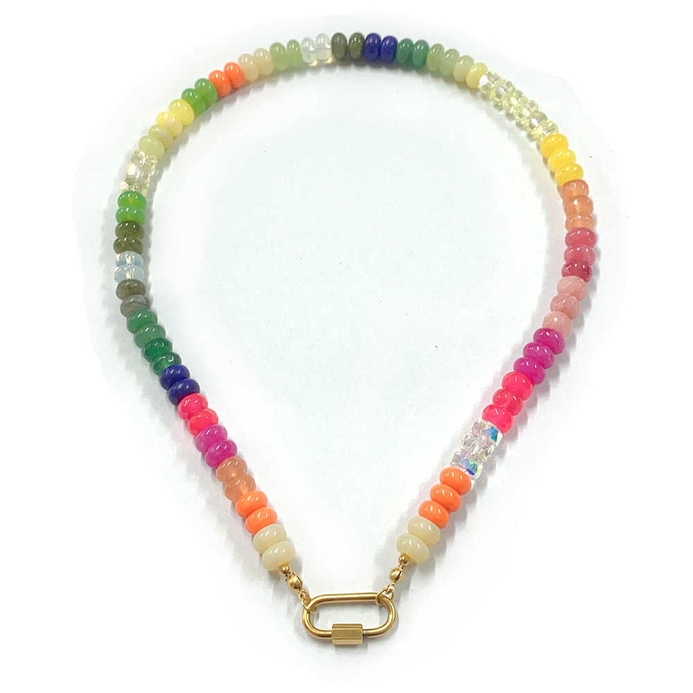 200g Weight Necklace Classification 304 Stainless Steel Chain Material 1 Piece Quantity Casual Occasion natural stone Material Geometric Pattern Women's Gender Sweet Style Beaded Craft 1 Piece Sweet Geometric Natural Stone 304 Stainless Steel Necklace 5