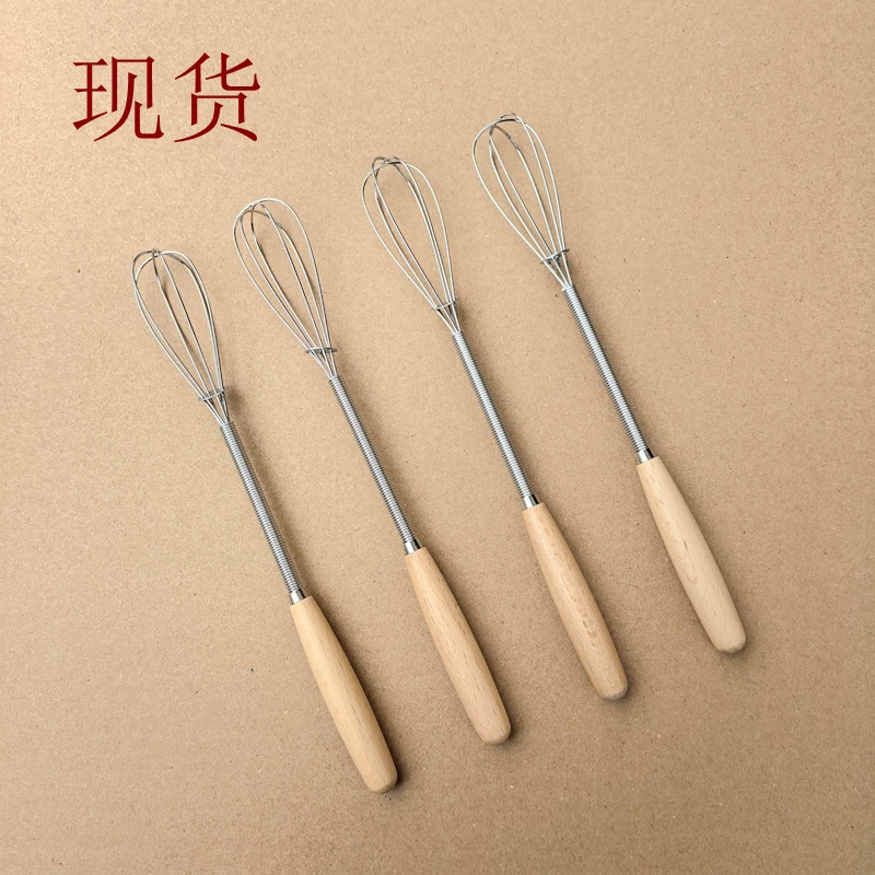 Новый японский стиль мини-венчик бук деревянная ручка из нержавеющей стали ручная венчик из нержавеющей стали деревянная ручка мешалка