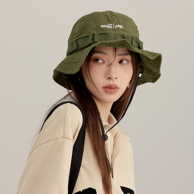 Sombrero de pescador de montaña verde militar protector solar para mujeres anti-UV cara pequeña sombrero al aire libre sombrero de montaña sombrero de campamento sombrero solar