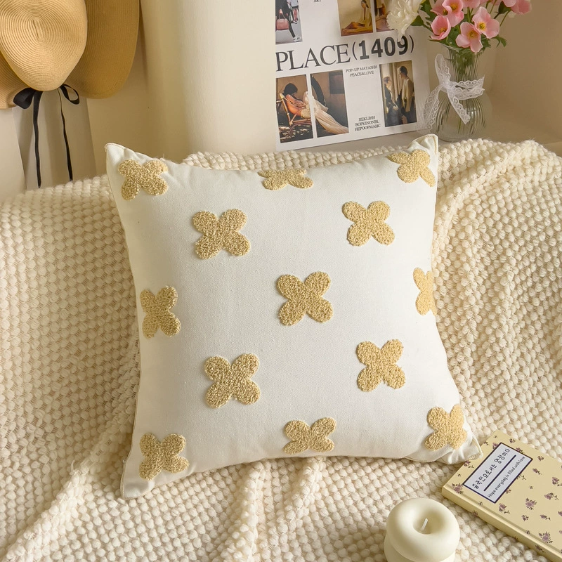 Towel, cloth for bed, tape, sofa, pillow, flowered, with embroidery