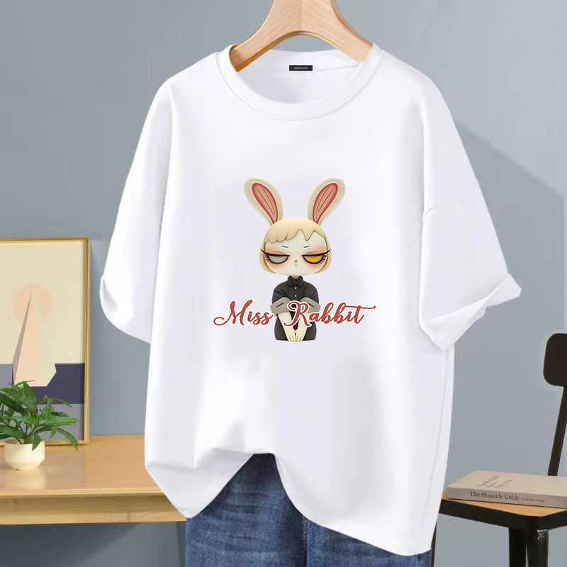 Camiseta de manga corta blanca de seda de hielo, logotipo impreso, ropa de clase, ropa de trabajo de bricolaje, camiseta de cuello redondo, manga corta impresa