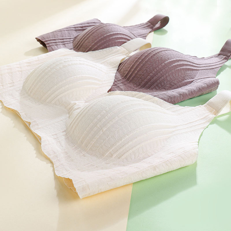 Large Size Underwear Women's Gather-up No Steel Ring Summer No-trace Pregnant Women's Large Chest Showy Small Parammary Anti-sagging Thin Bra