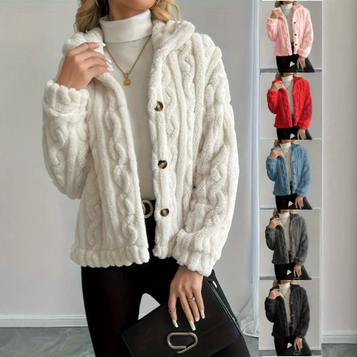 Cross-Border European and American Autumn and Winter Hot-Selling Soft and Comfortable Women's Cardigan Plush Coat, Lazy Style Jacket in Stock Cross-Border European and American Autumn and Winter Hot-Selling Soft and Comfortable Women's Cardigan Plush Coat, Lazy Style Jacket in Stock