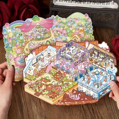 大きいサイズ! 造景シール新型4.0大サイズ高難度ミニチュアシーン集本diy玩具少女