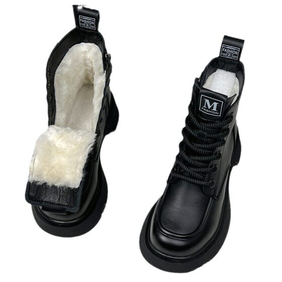 Wholesale wool snow boots fur one short boots explosion martin boots women's winter warm thick bottom non-slip cotton shoes
