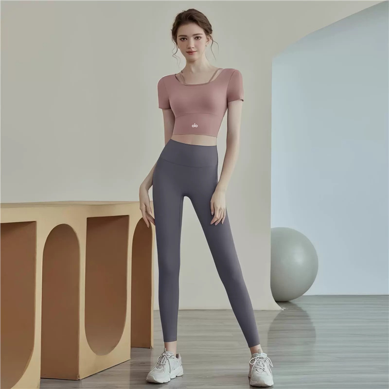 美国COPALO瑜伽服女夏款高级感运动上衣跑步训练健身服短袖套装|undefined