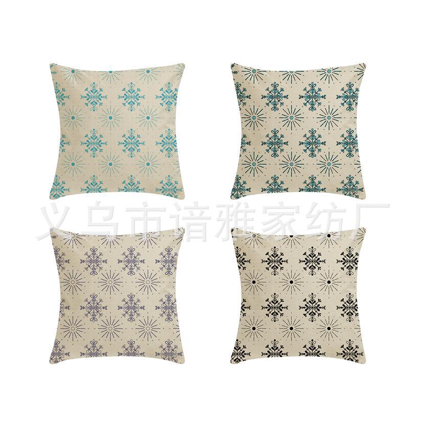 亚马逊速卖通跨境现代简约星罗几何图案抱枕亚麻材质成套批售