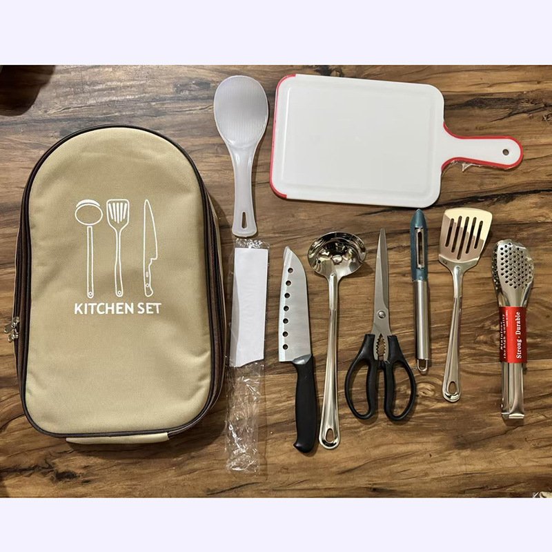 Al Aire Libre utensilios de cocina 8 unidades traje camping utensilios de cocina portátil de acero inoxidable vajilla camping picnic suministros barbacoa herramientas