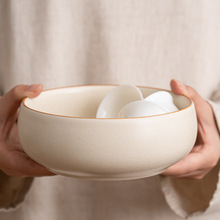 汝窑茶洗家用大号茶洗缸开片水盂水洗杯洗茶道配件笔洗花瓣建水缸