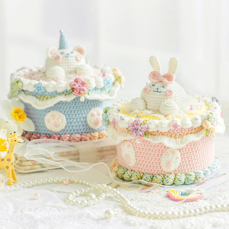 苏苏姐家软萌蛋糕收纳盒diy钩针编织收纳毛线团材料包尛