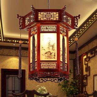 中式仿古实木吊灯六角寺庙祠堂宫灯复古饭店茶楼酒店走廊阳台吊灯-阿里巴巴