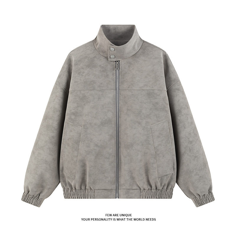 Autumn New Leather Jacket 5Q3050-Tp60 Price Not Controlled Retro American Jacket Buckle Stand Collar Tie Dye Men