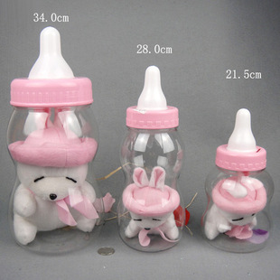 Oversized feeding bottle piggy bank transparent plastic piggy bank Children's Day dance props toy storage bucket