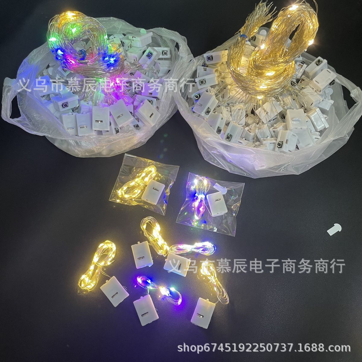 led灯串纽扣电池盒彩灯小白盒闪灯串灯圣诞节日装饰灯条鲜花装饰