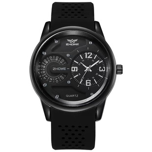 Men's Watch, Sports and Fashionable, Dual Display, Round Silicone Quartz, Cross-Border Live Broadcast Popular Watch