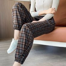 复古格子哈伦裤女宽松束脚春秋季2025新款休闲高腰垂感显瘦卫裤女
